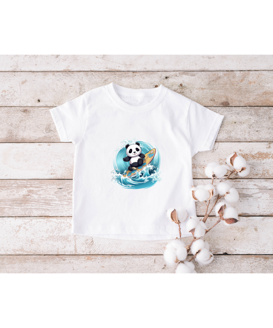 Toddler's Panda surfing Toddler's Fine Jersey Tee (PandaSurflet)