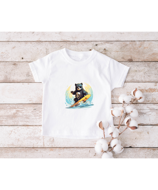 Toddler's Bear surfing Toddler's Fine Jersey Tee (ShadowPaws)
