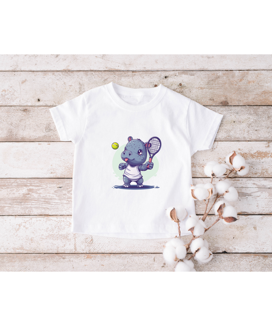 Infant Hippo Tennis Infant Fine Jersey Tee (DaintyDroplet)